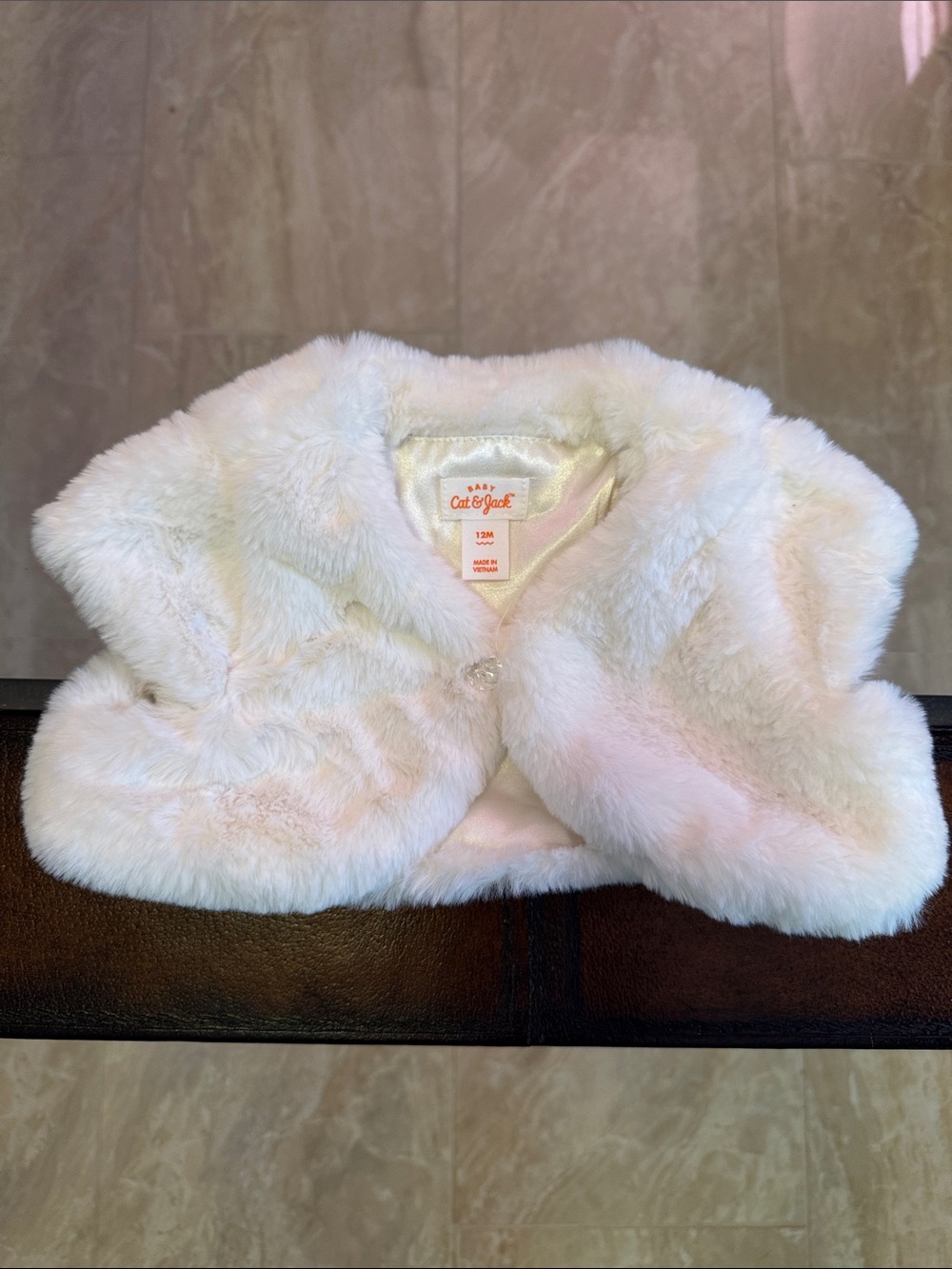 Cat & Jack Cream Faux Fur Shrug with Snap